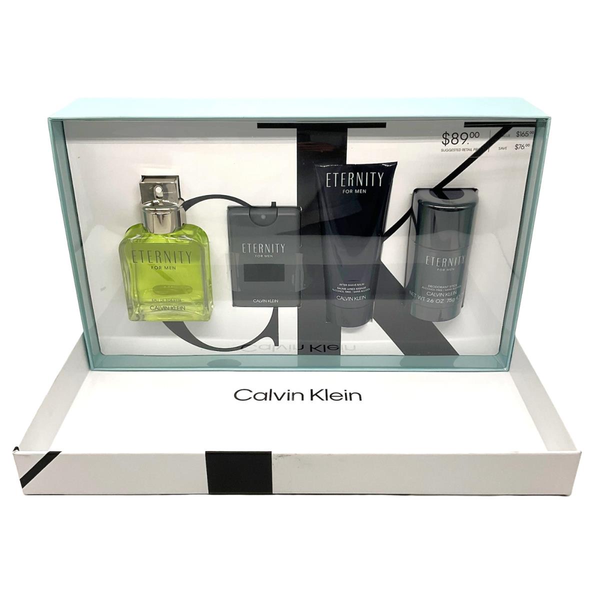 Calvin Klein Eternity 4pc Set Men 3.3oz+0.67oz EDT+3.3oz Aftershave+2.6oz Deo