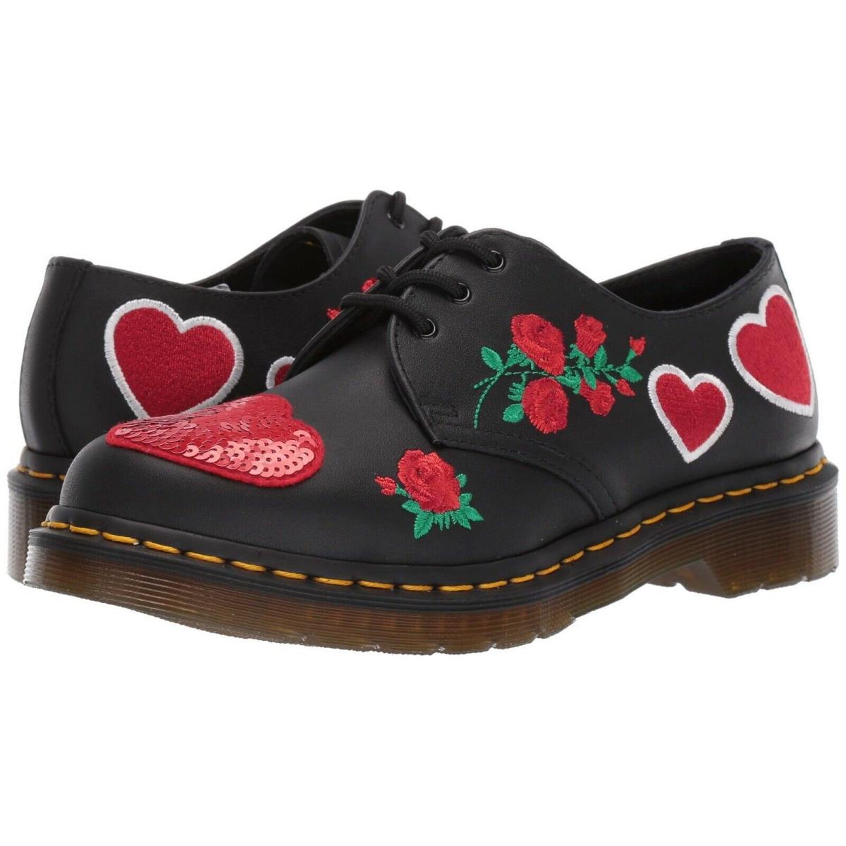 Women`s Shoes Dr. Martens 1461 Sequin Hearts Leather Oxfords 24414001 Black