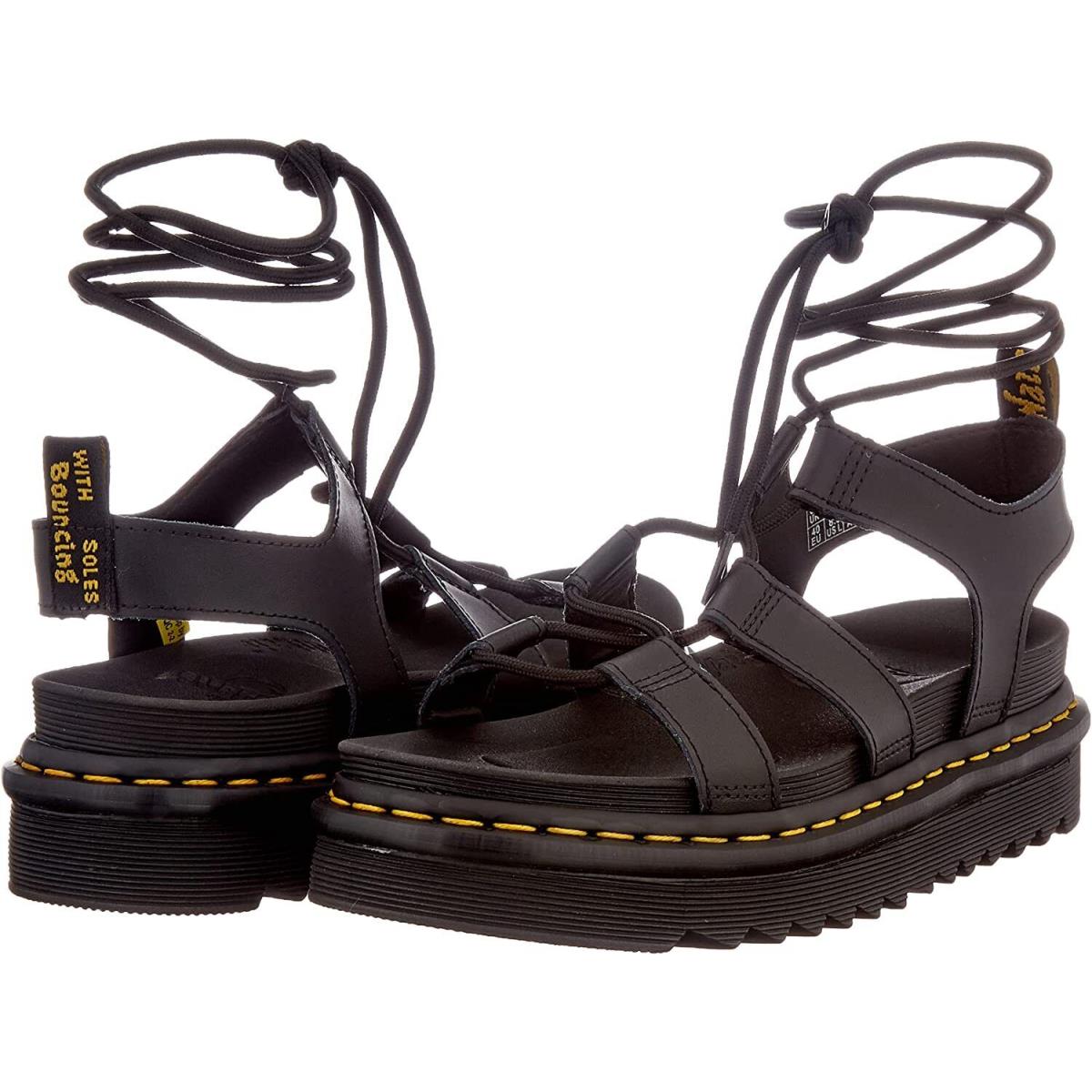 Women`s Shoes Dr. Martens Nartilla Leather Strap Gladiator Sandal 24641001 Black