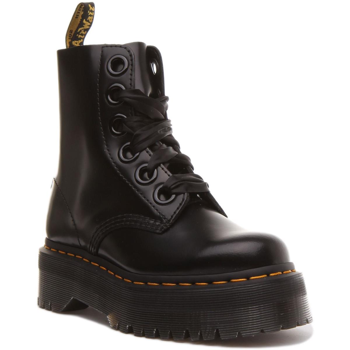 Dr Martens Molly 6 Eye Platform Sole Womens Sneaker In Black Size US 5 - 11