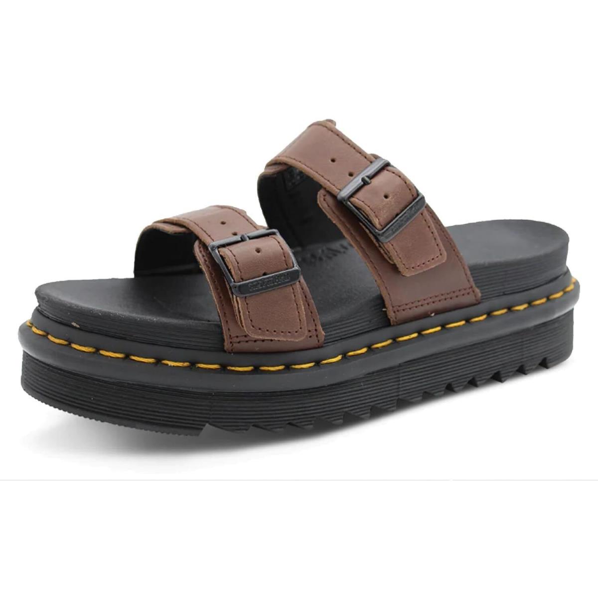 Unisex Shoes Dr. Martens Myles Leather Slide Sandals 28002201 Dark Brown