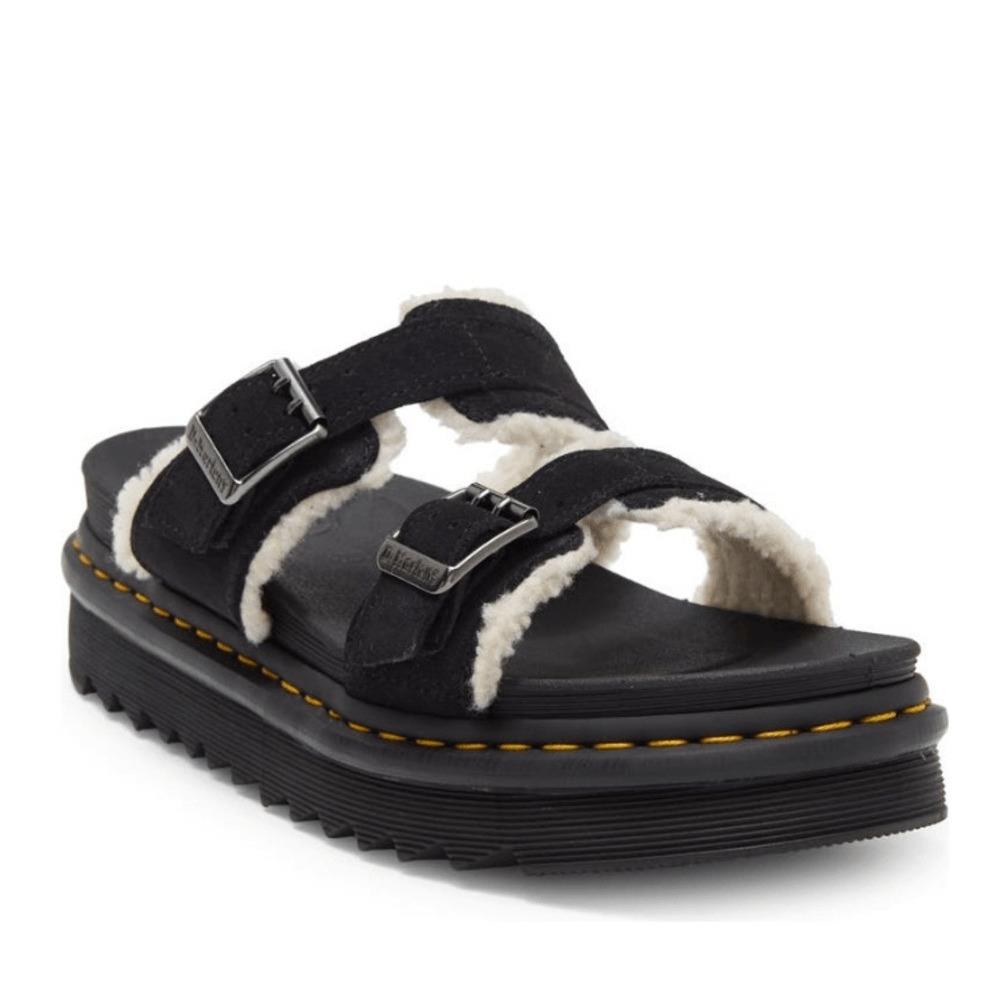 Dr. Martens Myles Fur Platform Sandal Unisex Black Size 13