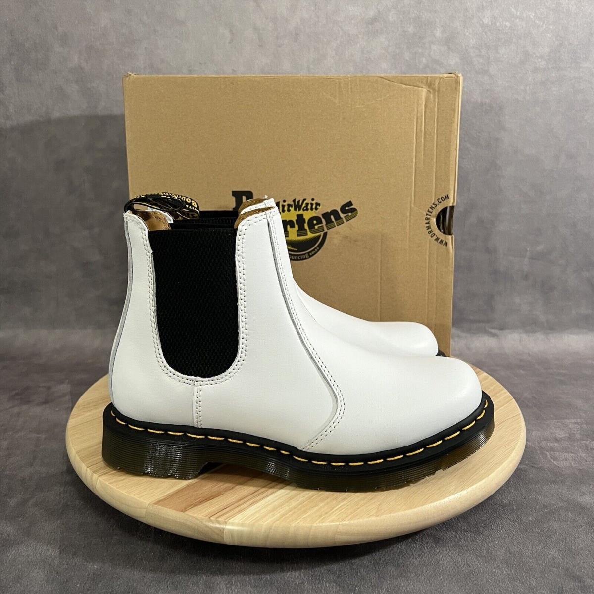 Dr Martens Chelsea Boots Womens 8 White Smooth Leather Booties Shoes