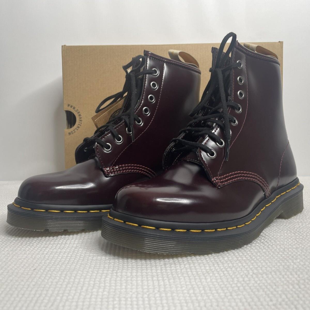 Dr Martens Vegan Leather 1460 Boots Cherry Red Oxford Rub Off Sz 7 Men 8 Women