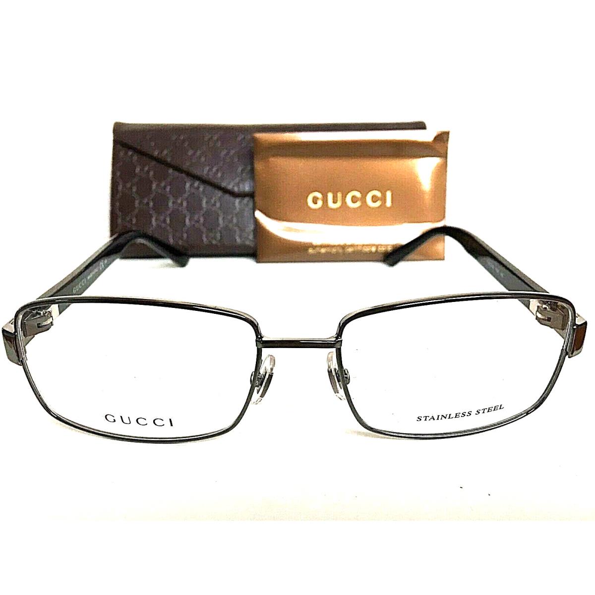 Gucci GG 1942 Tmc Shiny Gunmetal 55mm Rx Men`s Eyeglasses Frame