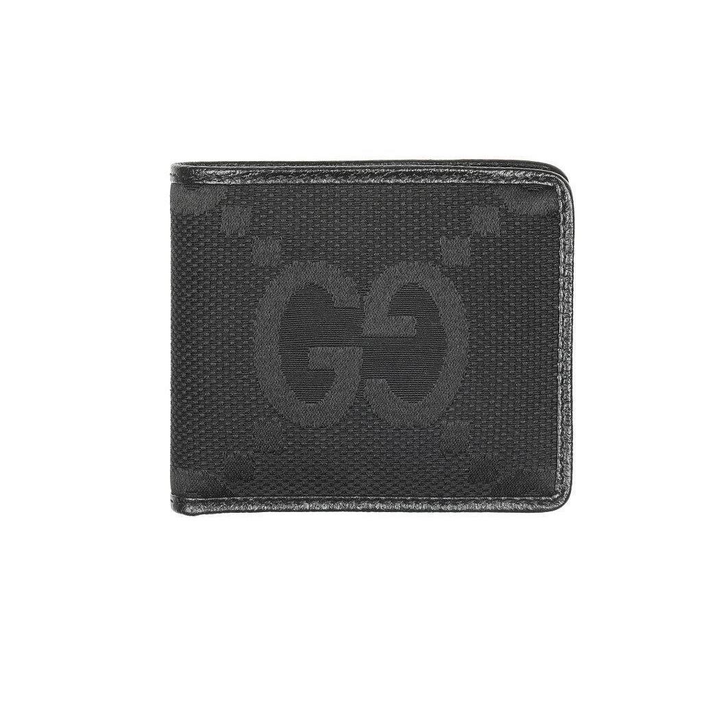 Gucci Black Canvas Leather Jumbo GG Bi-fold Wallet W/box