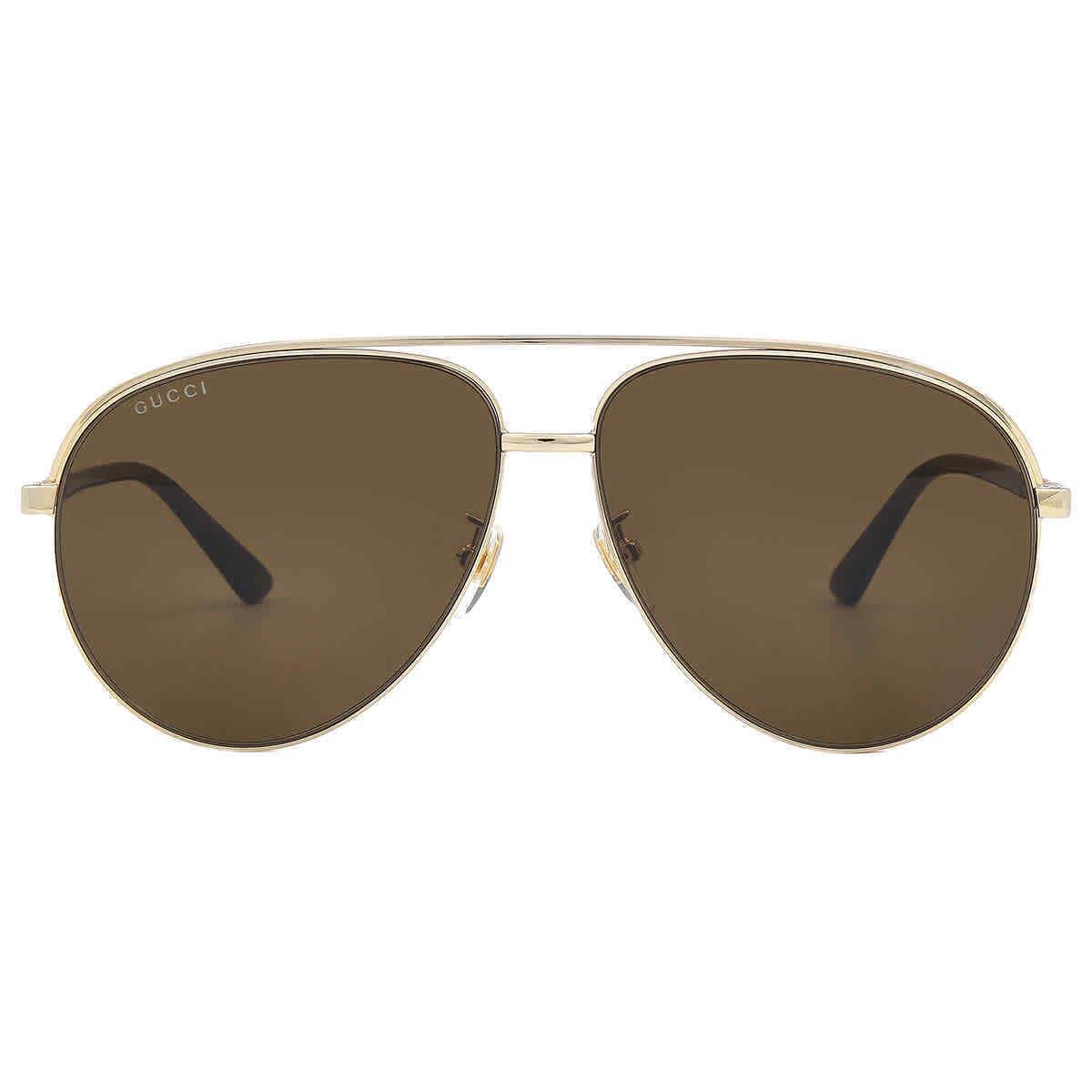 Gucci Brown Pilot Men`s Sunglasses GG1098S 002 62 GG1098S 002 62