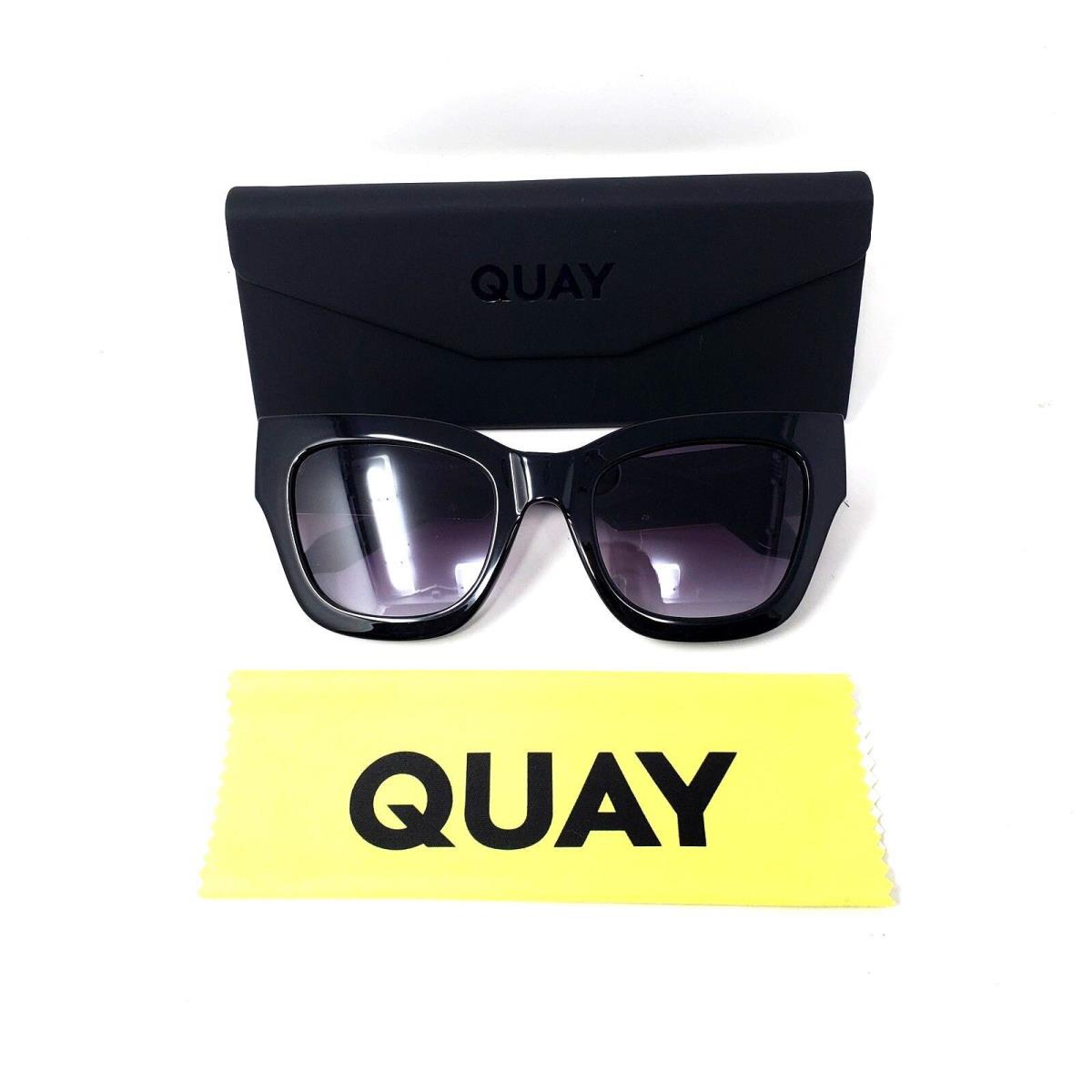 Quay By The Way 125 Square Shape Oversized Sunglasses Black Frames Smoke Lens