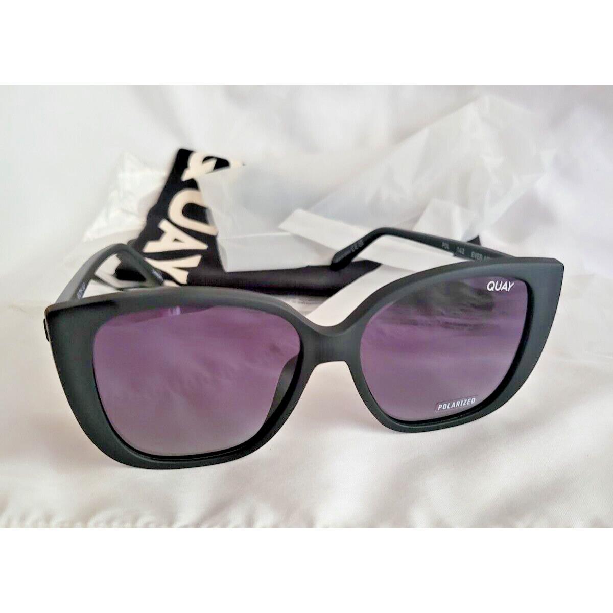 Quay Ever After Black/black Oversized Sunglasses 58-16-145 In Package