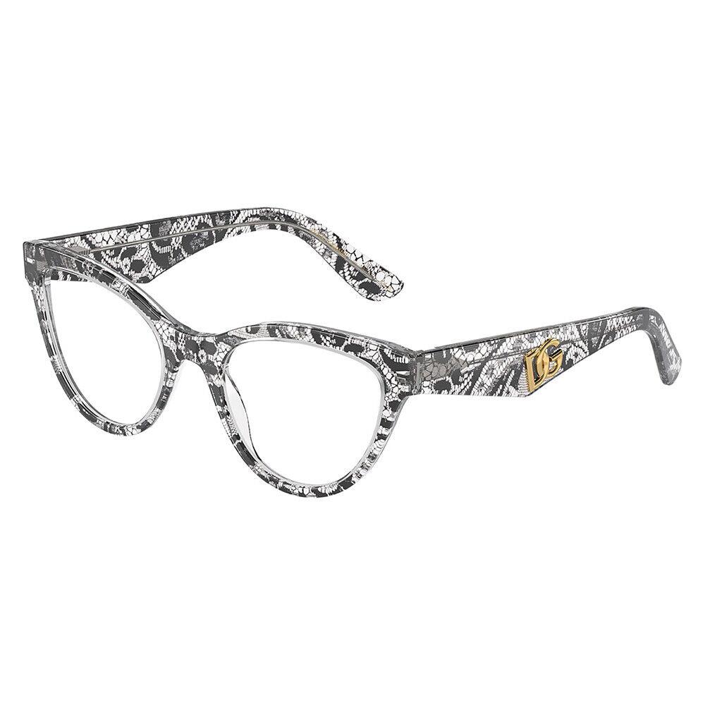 Dolce Gabbana DG 3372 3287 Black Lace Plastic Butterfly Eyeglasses 50mm