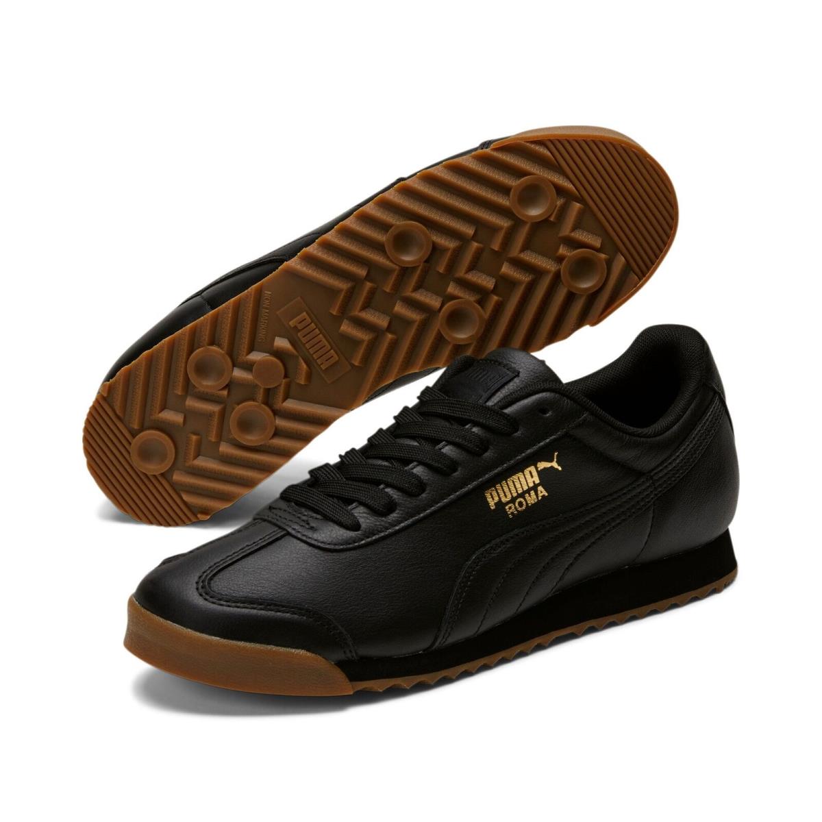 366408-02 Mens Puma Roma Classic Gum - Puma Black-Puma Team Gold