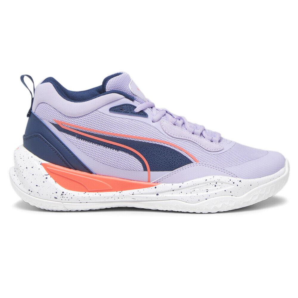 Puma Playmaker Pro Splatter Basketball Mens Purple White Sneakers Athletic Sho - Purple, White