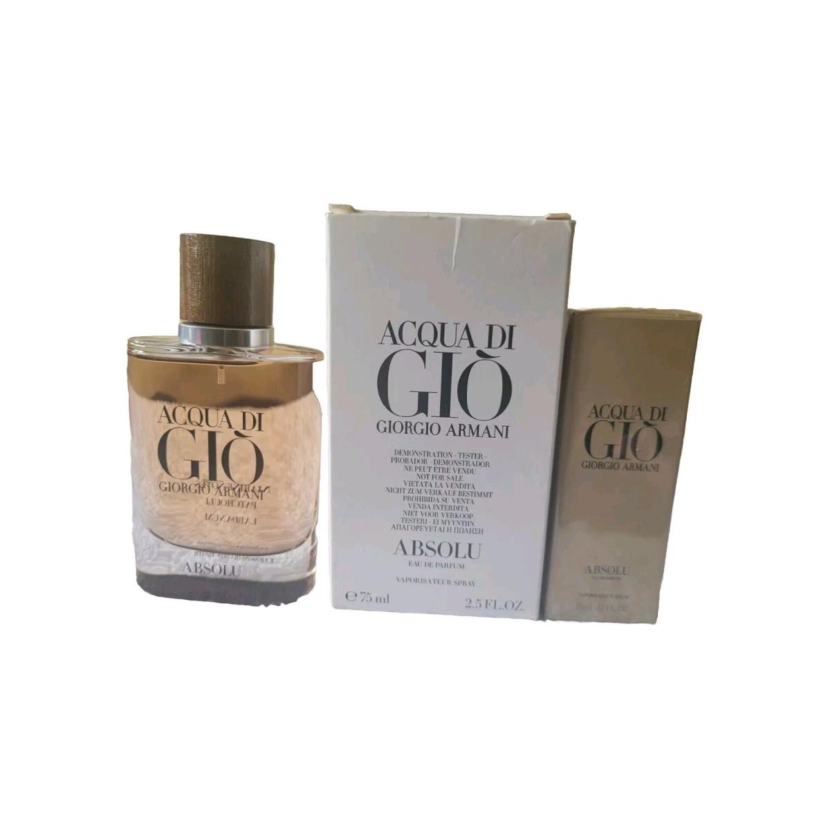 Acqua Di Gio Absolu By Giorgio Armani 2.5 oz 75 Tstr with Traveler Size