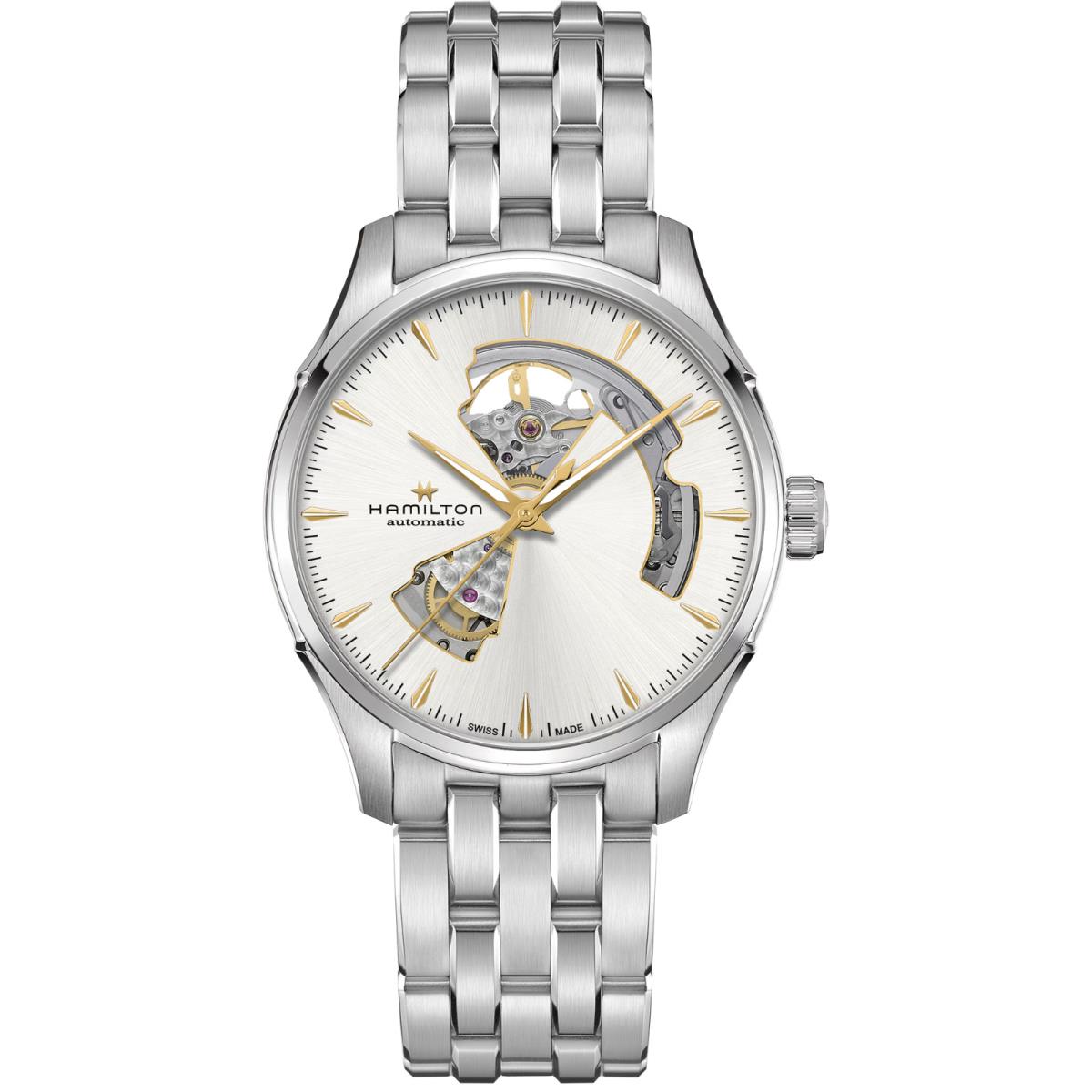 Hamilton Jazzmaster Open Heart Auto Dial Men`s Watch H32675151 - Dial: Silver, Band: Silver, Bezel: Silver