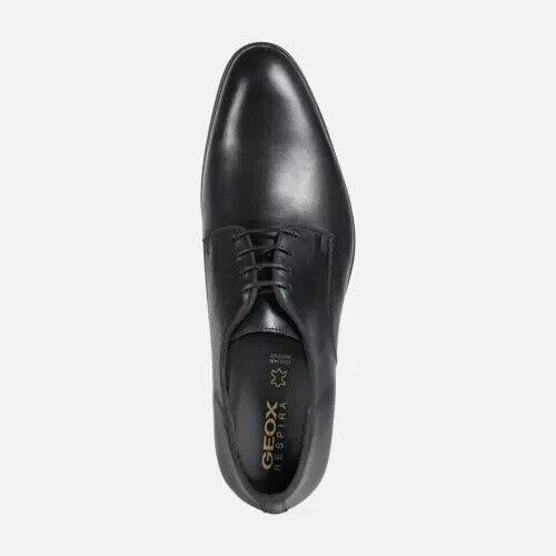 Geox Iacopo c Mens Black Leather Dress Lace Up Oxfords Shoes