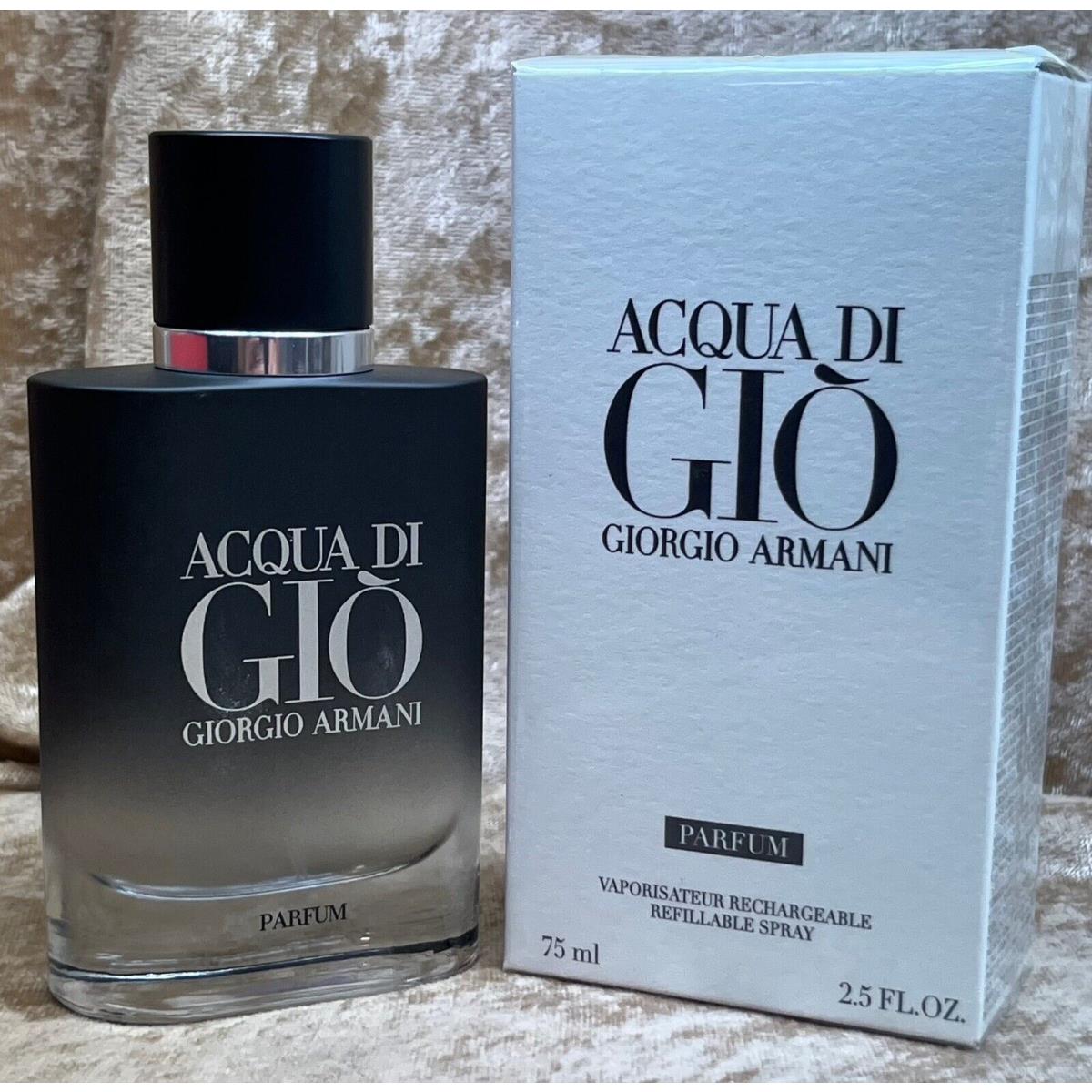 Acqua Di Gio Parfum Giorgio Armani 2.5 Fl. Oz 75 Ml. Refillable Spray Box