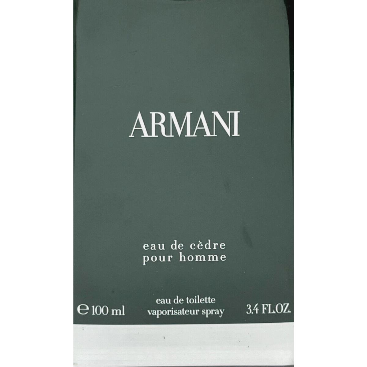 Giorgio Armani Eau DE Cedre Pour Homme Edt Spray For Men 3.4 Oz / 100 ml