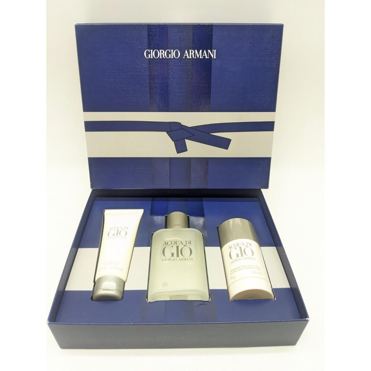 Acqua DI Gio by Giorgio Armani 3 PC Set - 3.4 Edt Spray +2.5 A/s Balm +2.6 Deod