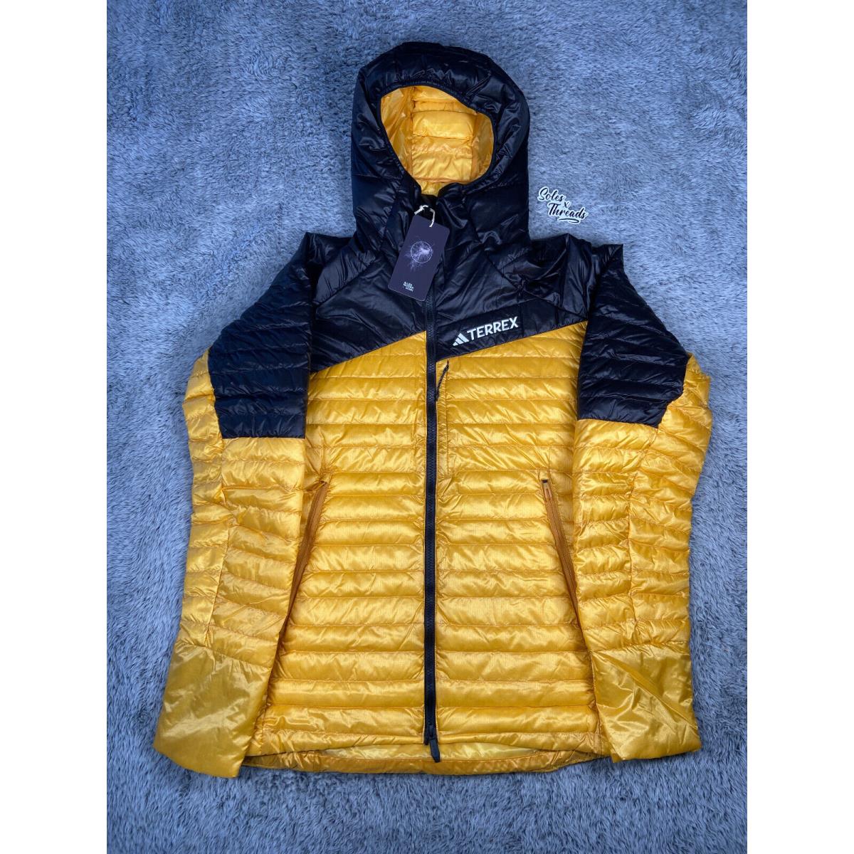 Adidas Terrex Techrock Down Hooded Jacket Zip Sizes Men Yellow Black IB1082