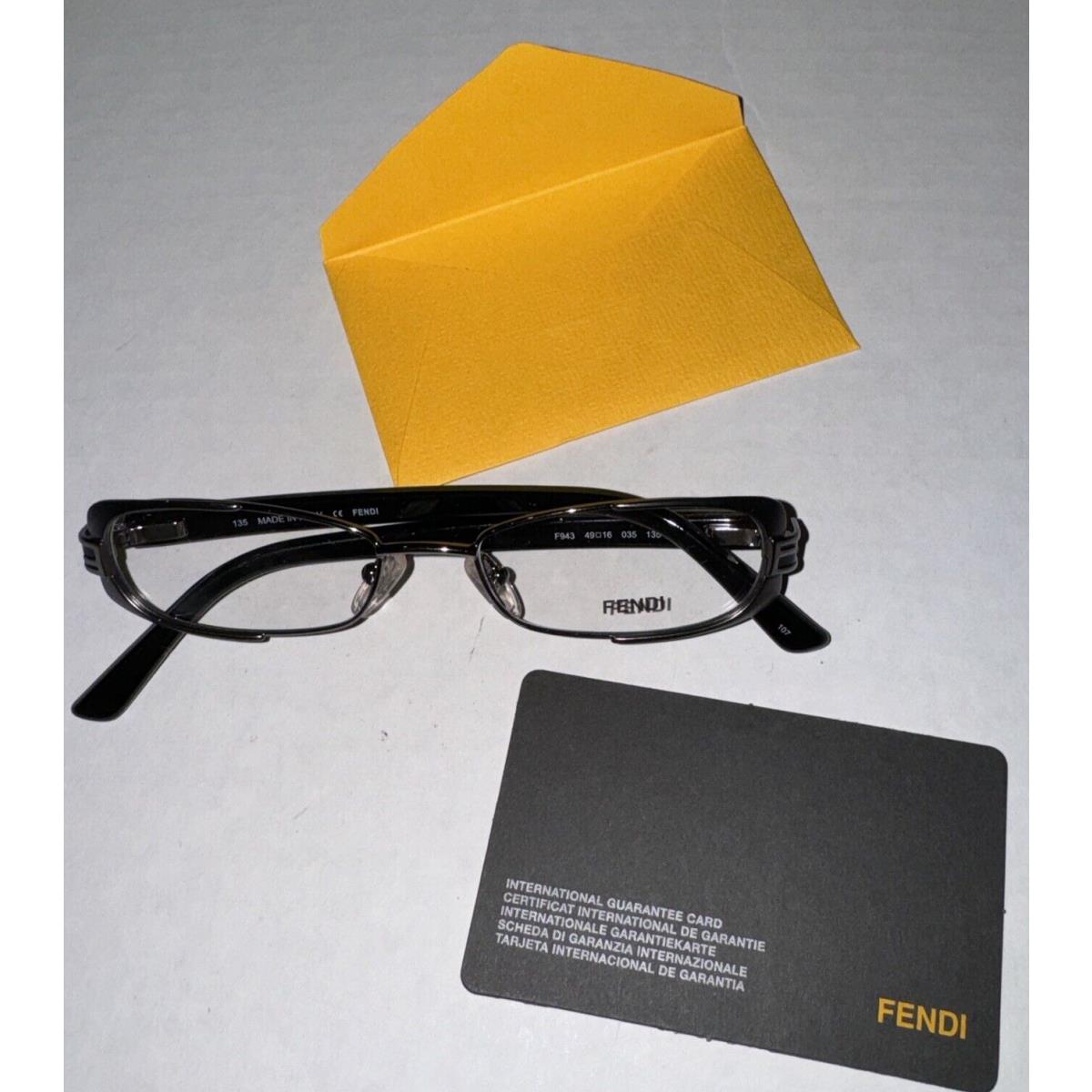 Fendi Italy Dark Gun Designer 52-14-135 Eyeglasses Clear Frame