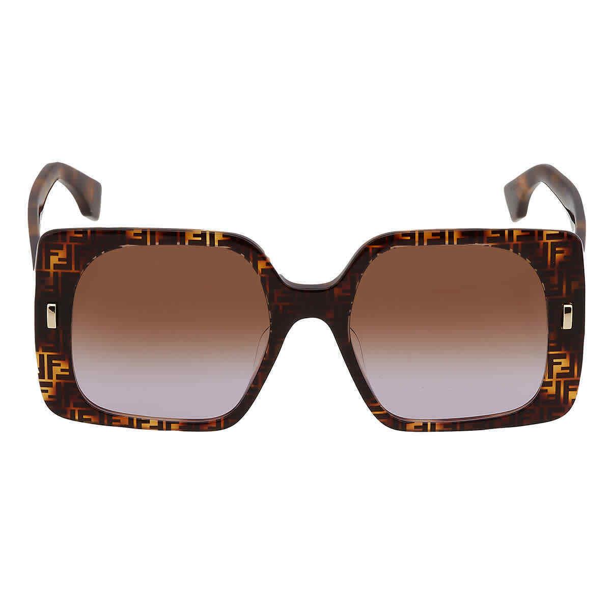 Fendi Brown Gradient Square Ladies Sunglasses FE40036U 55F 53 FE40036U 55F 53