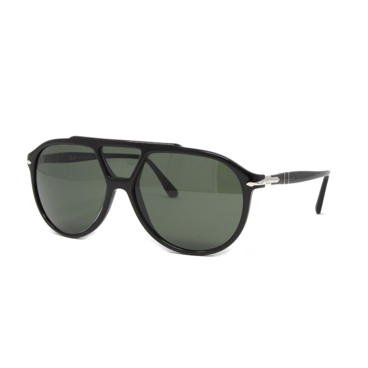 Persol Men`s Aviator Sunglasses PO3217S 95/31 Black 59mm Green Lens