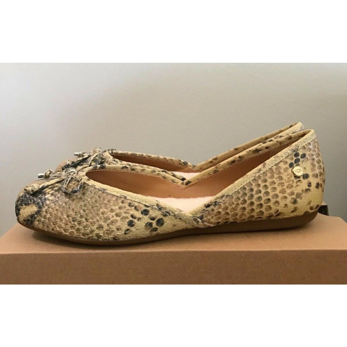 Ugg Flats Shoes Slip On Lena Exotic Natural Snake Print Leather Women`s Size 7