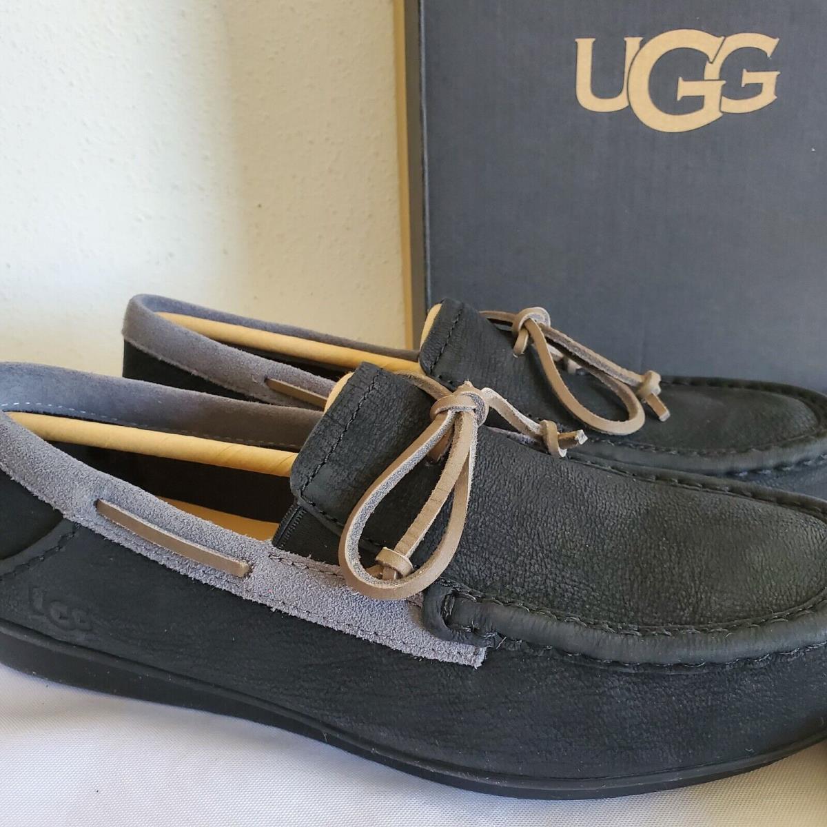 Mens 8 Black/metal Ugg Karson TS Twinsole Leather Loafers Boat Shoes