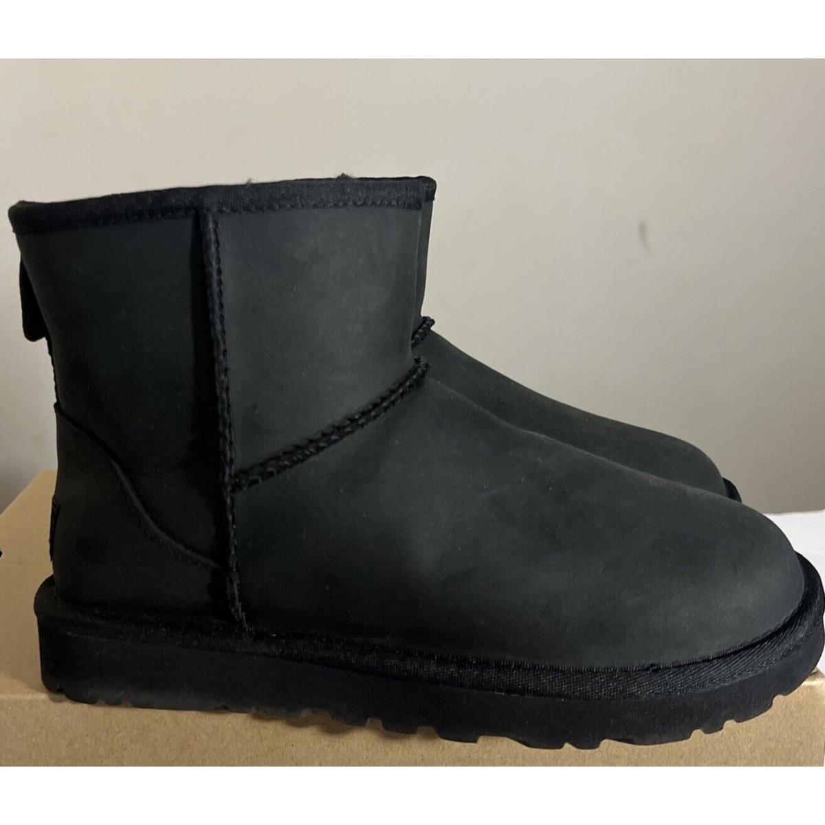 Ugg Classic Mini Leather 1016558 Black Size 6 Woman`s Boots