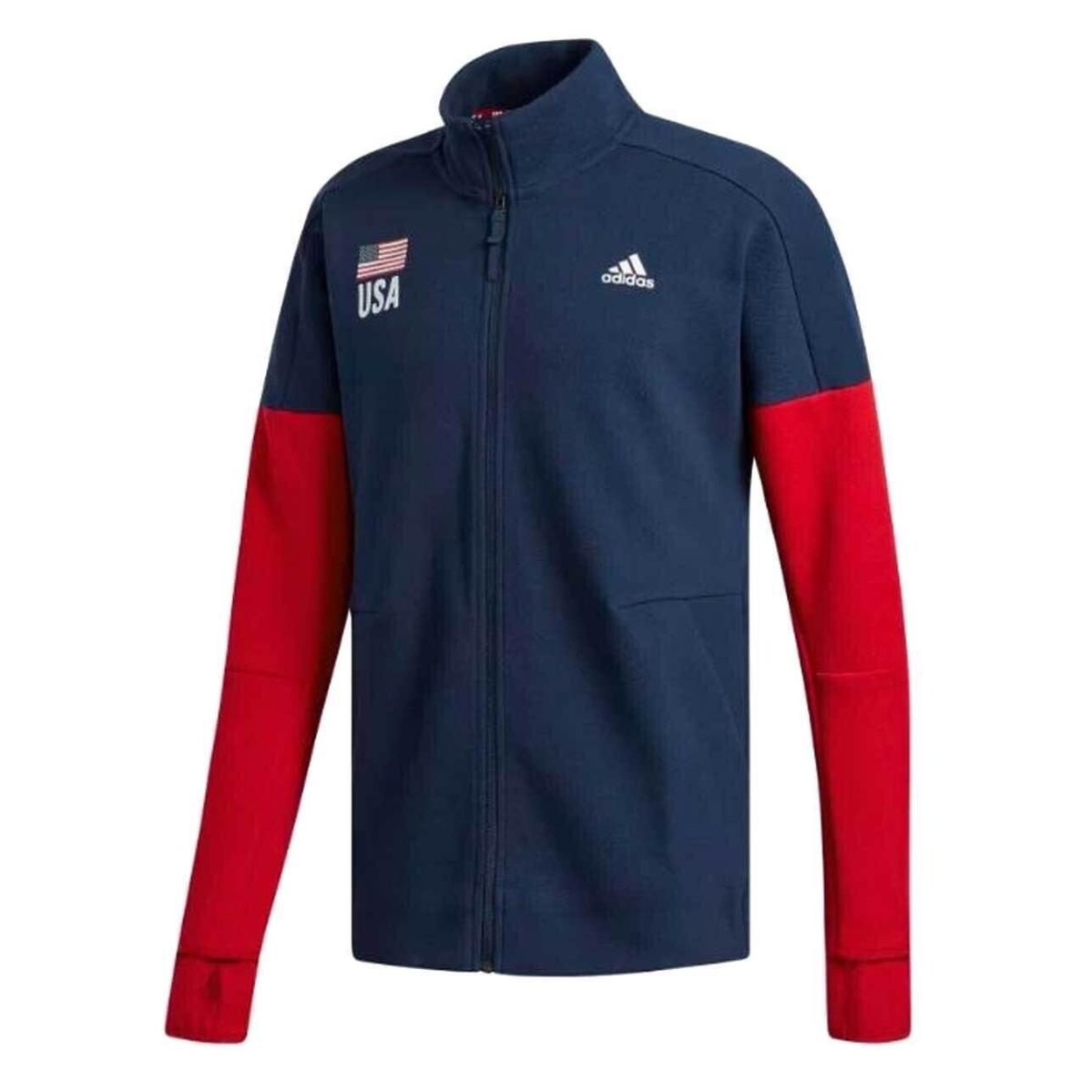 Adidas Usa Volleyball Full Zip Warm-up Men`s Size Standard Navy Jacket