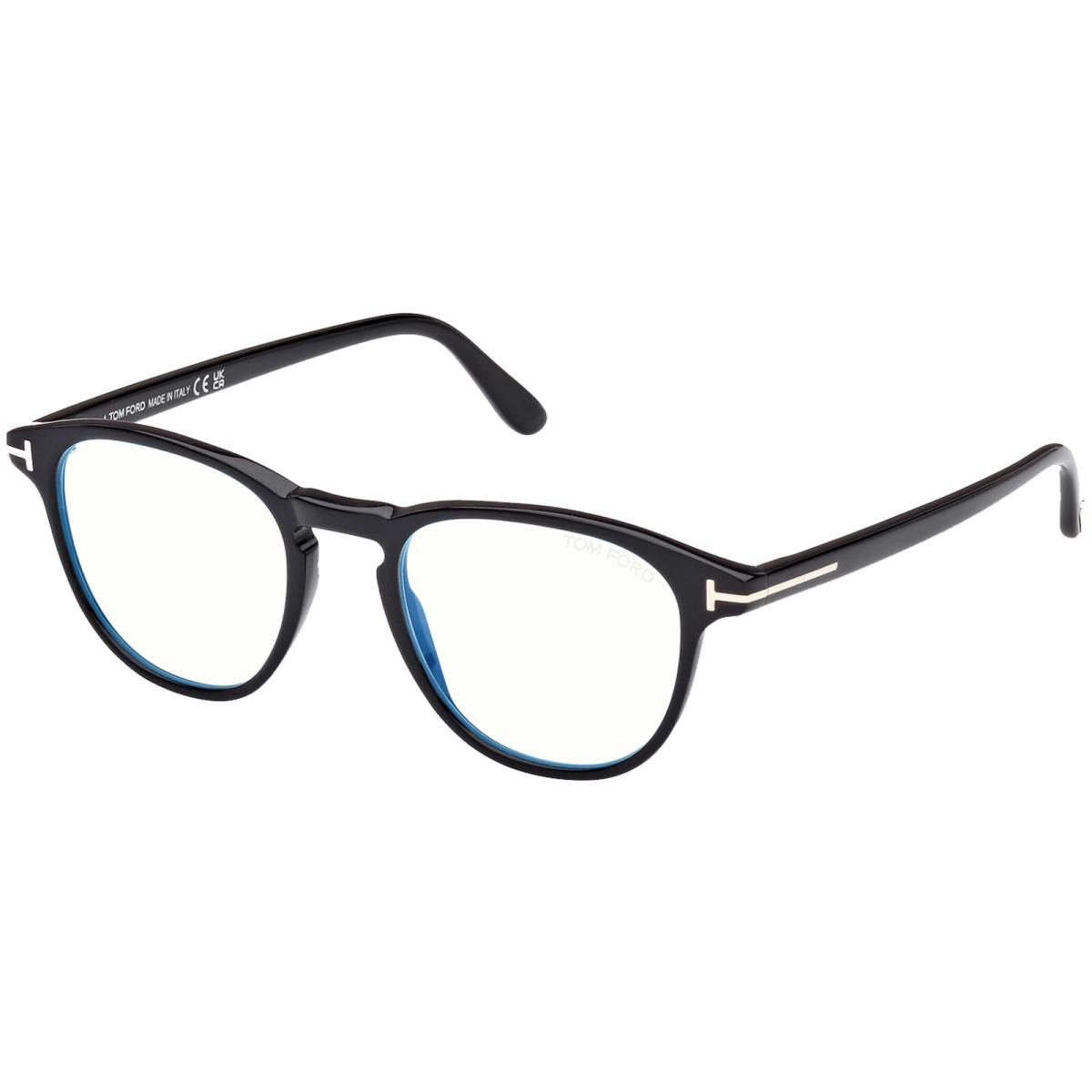 Tom Ford Men`s Blue Blocking Pantos Eyeglass Frames - FT5899 B - Italy Shiny Black/Clear (001-48)