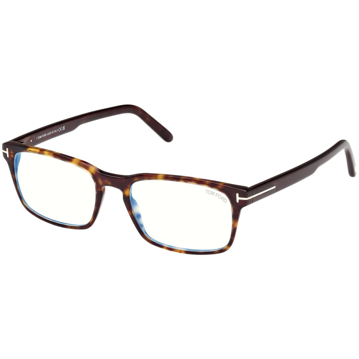 Tom Ford Men`s Blue Blocking Rectangle Eyeglass Frames - FT5938 B - Italy Dark Havana/Clear (052-54)