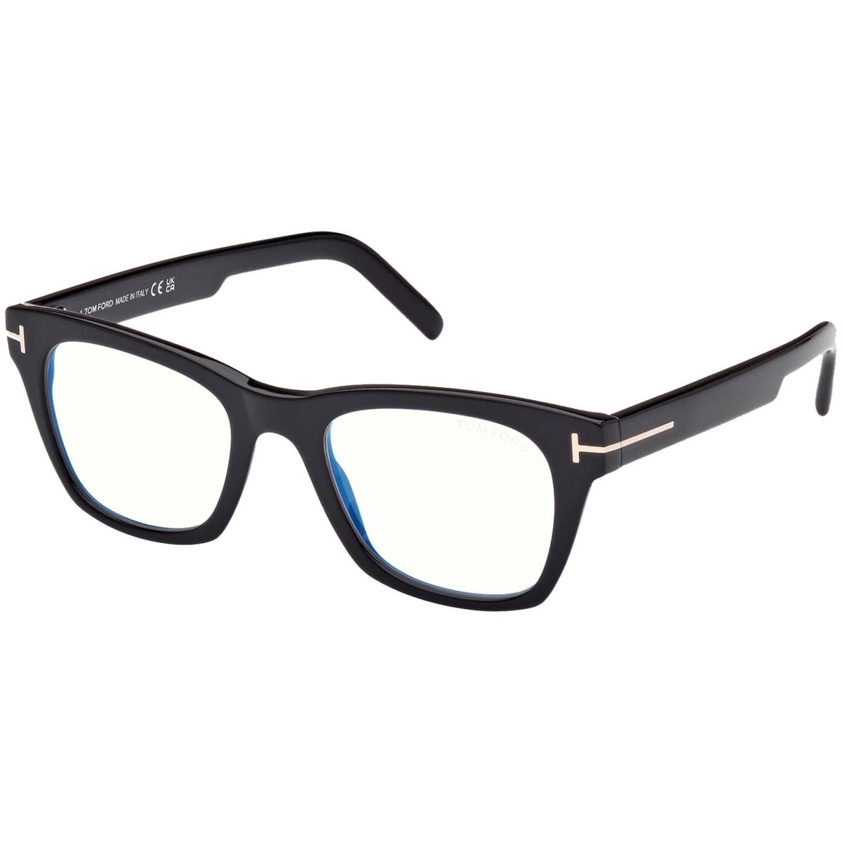 Tom Ford Blue Blocking Soft Square Classic Eyeglass Frames - FT5886 B - Italy Shiny Black/Clear (001-52)