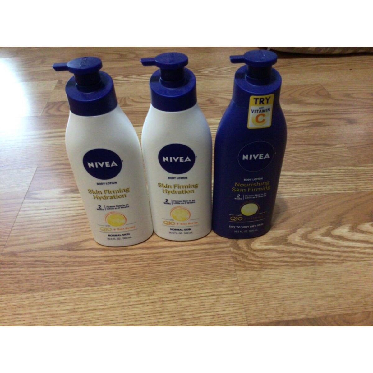 3 Nivea Skin Firming Lotions 2-hydration 1-nourishing 16.9 oz