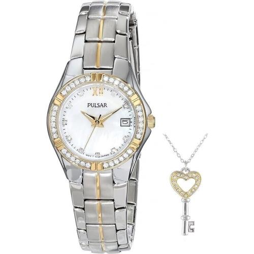 Pulsar Women`s PH7244 Key Necklace with Japanese Quartz Watch Set Key Pendent