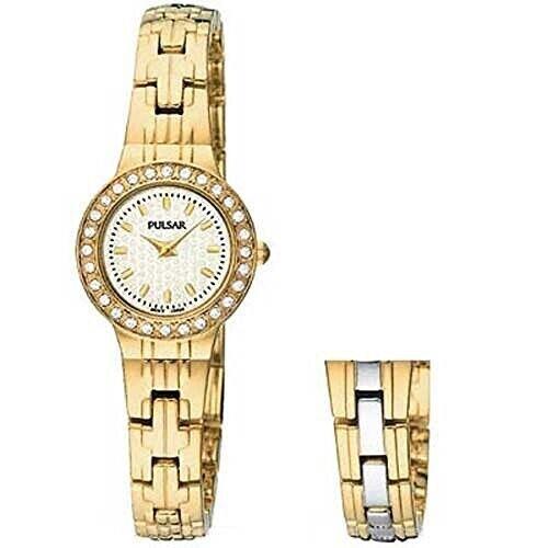 Pulsar Women`s PEGC56 Double Time Watch Crystal Accented Reversible Band