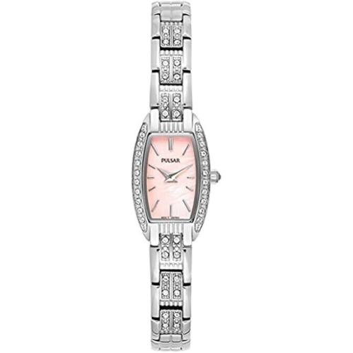 Pulsar PEGG75 Womens Watch Mineral Crystal Stainless Steel Pink Face