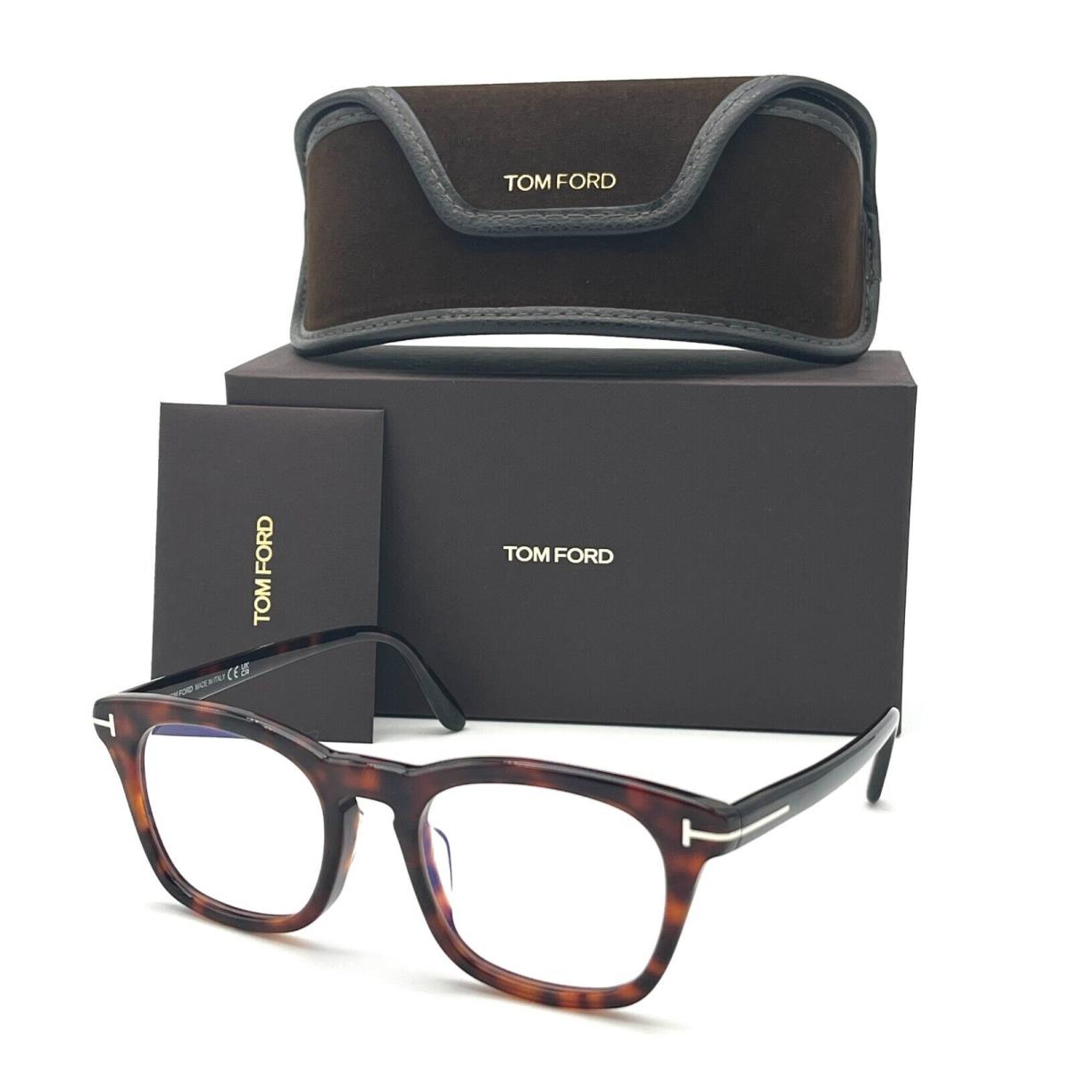 Tom Ford FT5870-B 054 Red Havana / Blue Block 52mm Eyeglasses TF5870