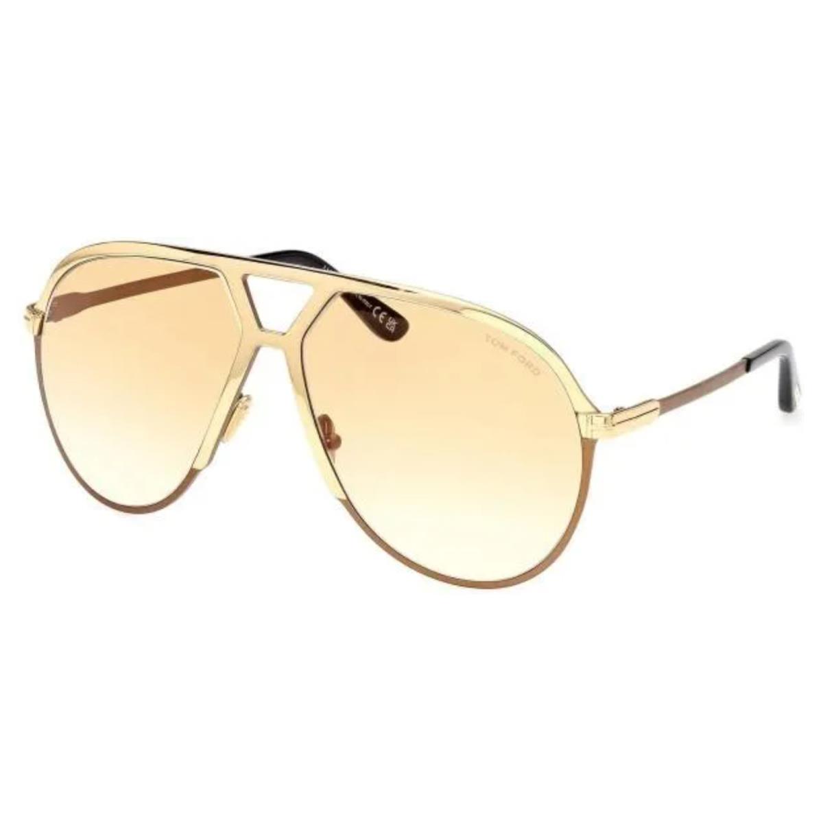 Tom Ford Xavier Aviator Sunglasses TF 1060 28E 64-14 Gold Frame Brown Lenses