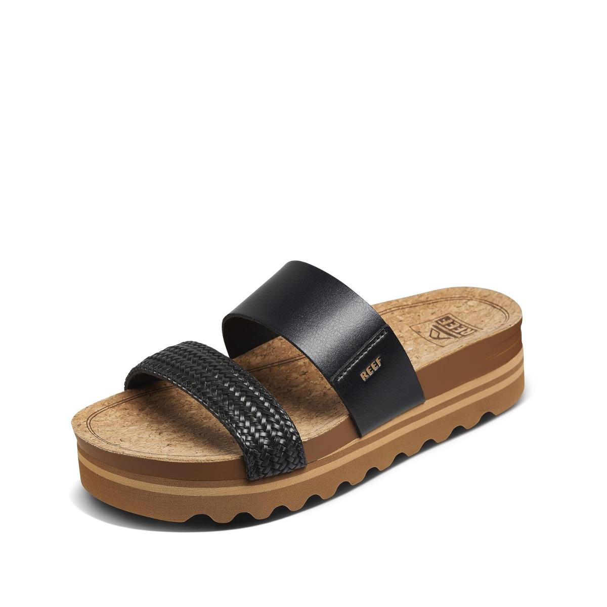 Reef Women`s Cushion Vista Hi Sandal Black Braid