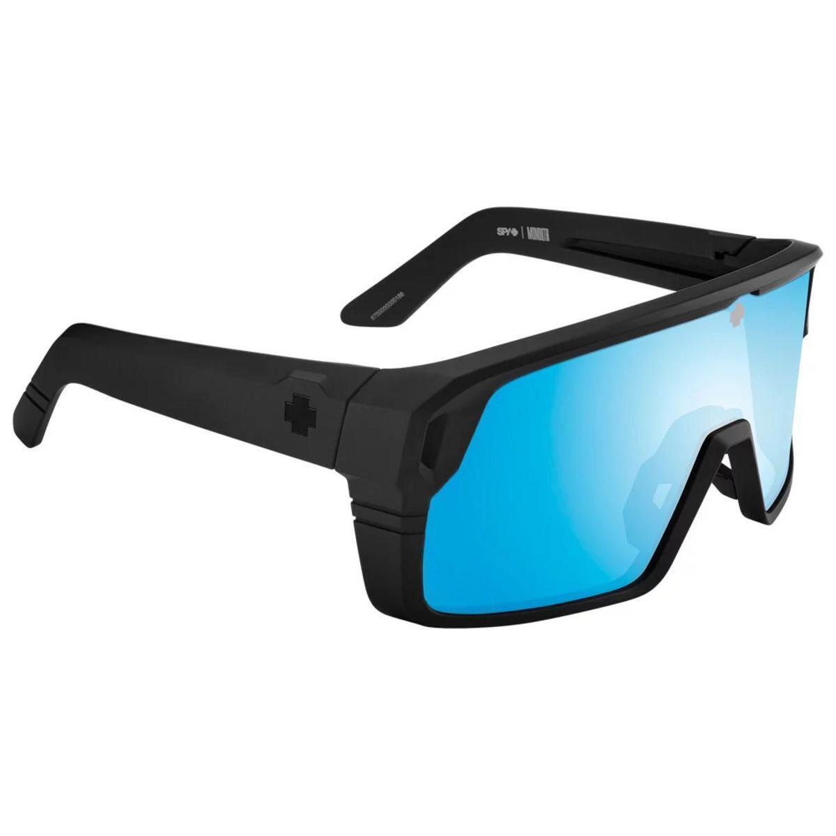 Spy Optic Monolith Sunglasses Matte Black Happy Boost Polar Ice Blue Mirror