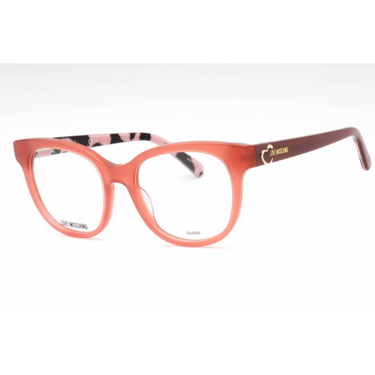 Moschino Love Women`s Eyeglasses Peach Pattern Black Acetate Cat Eye MOL599 Igf