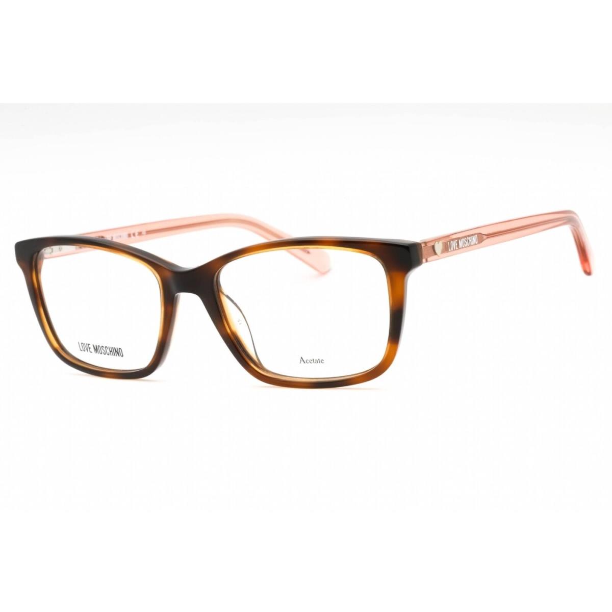 Moschino Love Women`s Eyeglasses Havana Acetate Rectangular Full Rim MOL566 05L - Frame: Havana, Lens: Clear