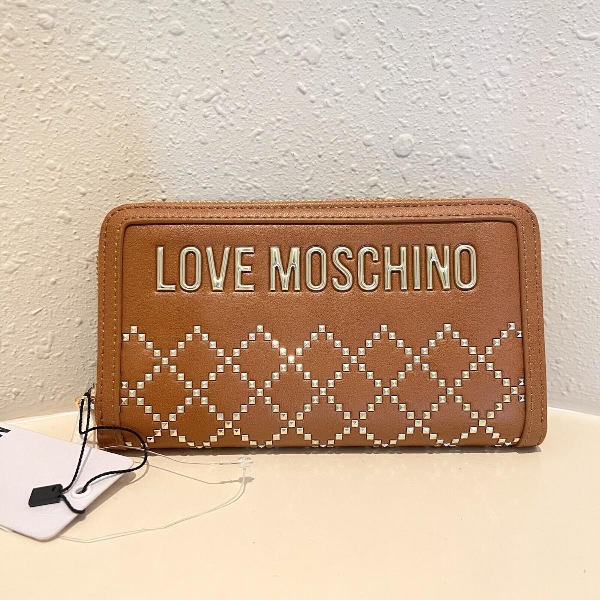 Love Moschino Tan Camel Gold Studded Women s Wallet