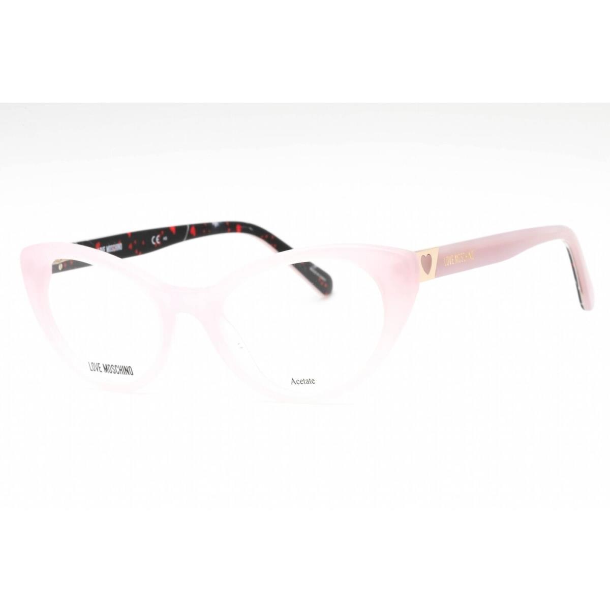 Moschino Love Women`s Eyeglasses Pink Acetate Cat Eye Full Rim Frame MOL577 35J