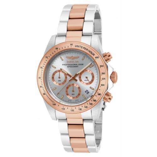 Invicta Men`s 17030 Speedway Analog Display Japanese Quartz Two Tone Watch - Rose Gold, Steel, Dial: Silver, Band: Steel, Rose Gold