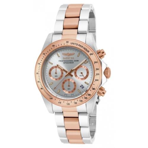 Invicta Speedway Chronograph Silver Dial Two-tone Men`s Watch 17030 - Dial: Silver, Band: Two-tone (Silver-tone and Rose Gold-plated), Bezel: Silver-tone