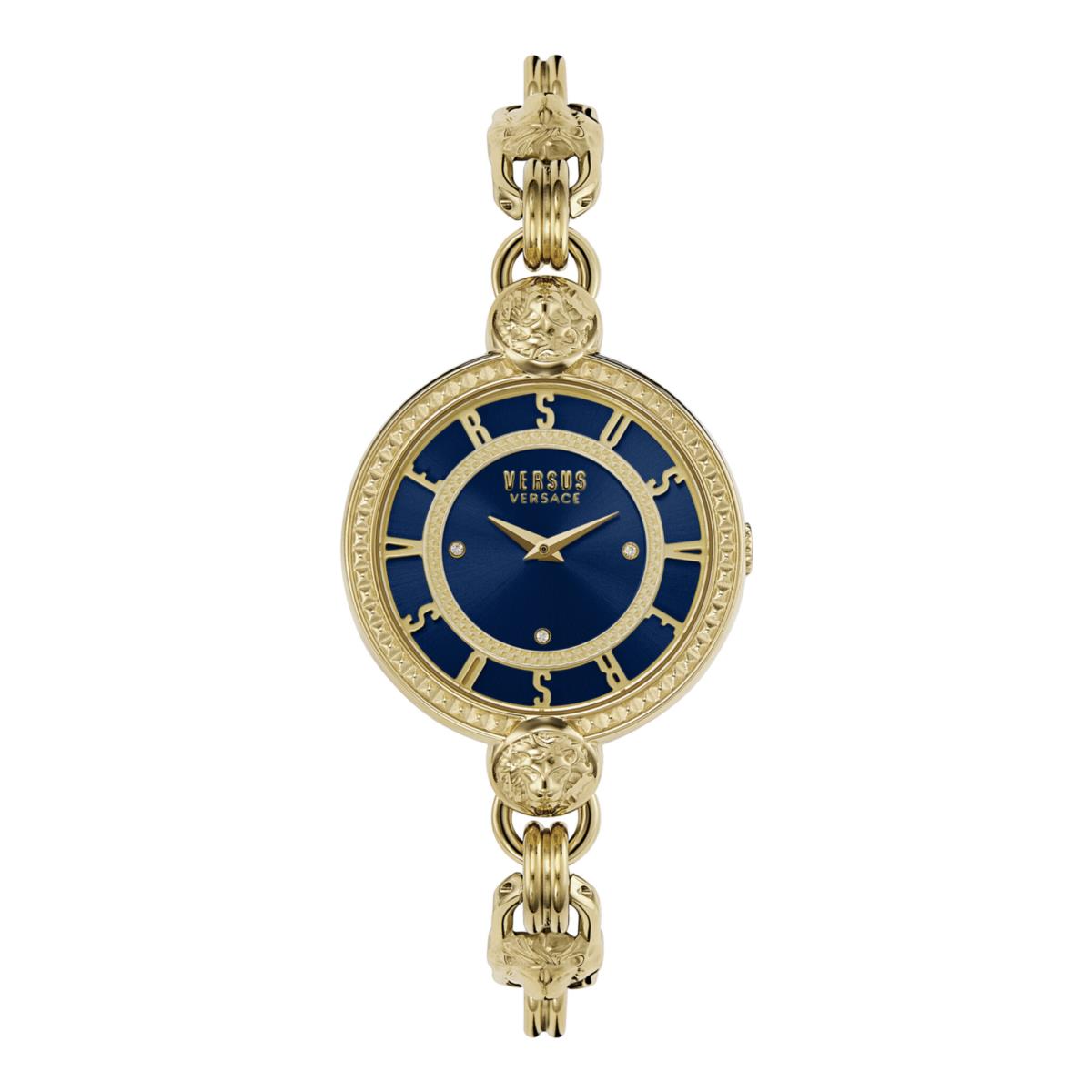 Versus Versace Womens Les Docks Gold 36mm Bracelet Fashion Watch Blue