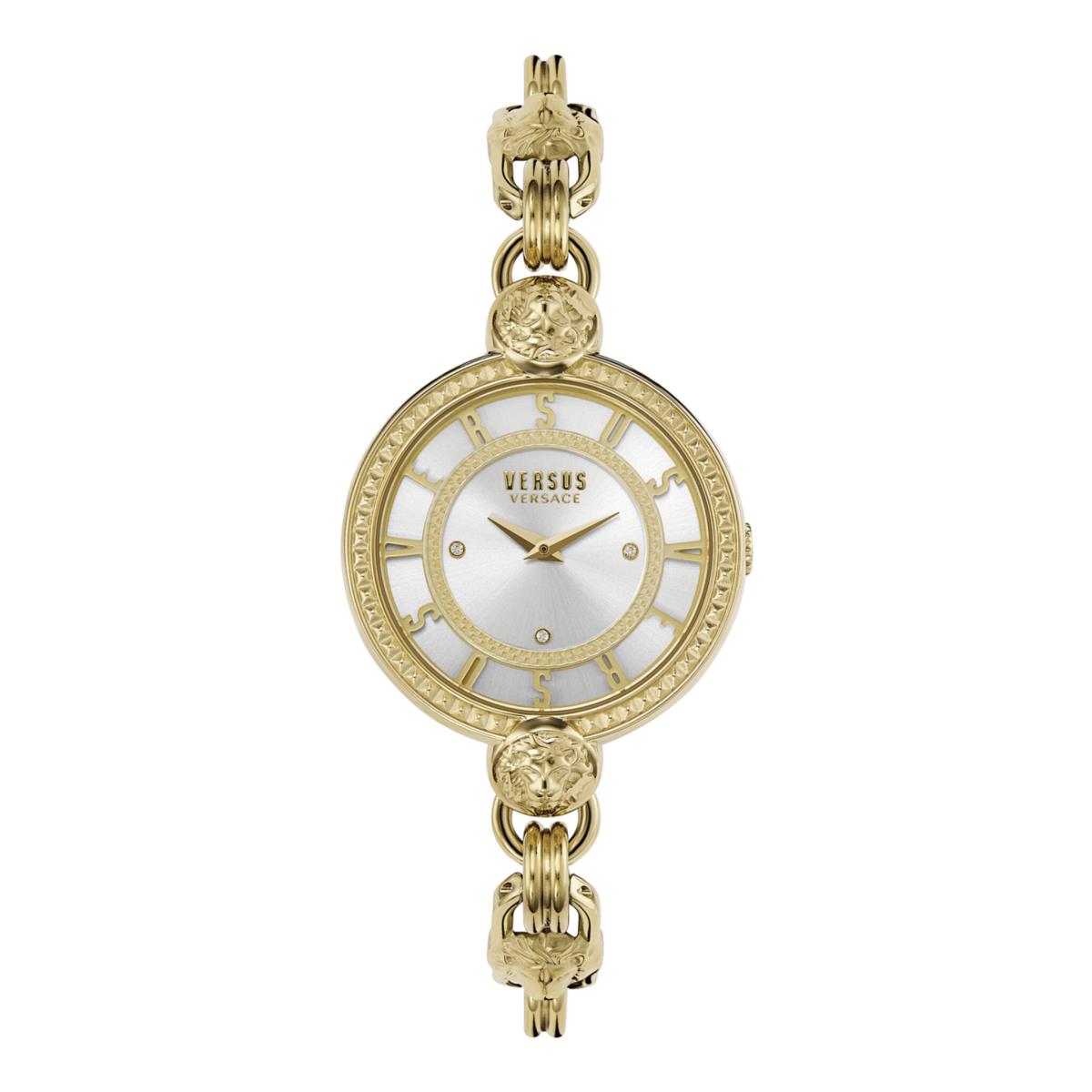 Versus Versace Womens Les Docks Gold 36mm Bracelet Fashion Watch Silver