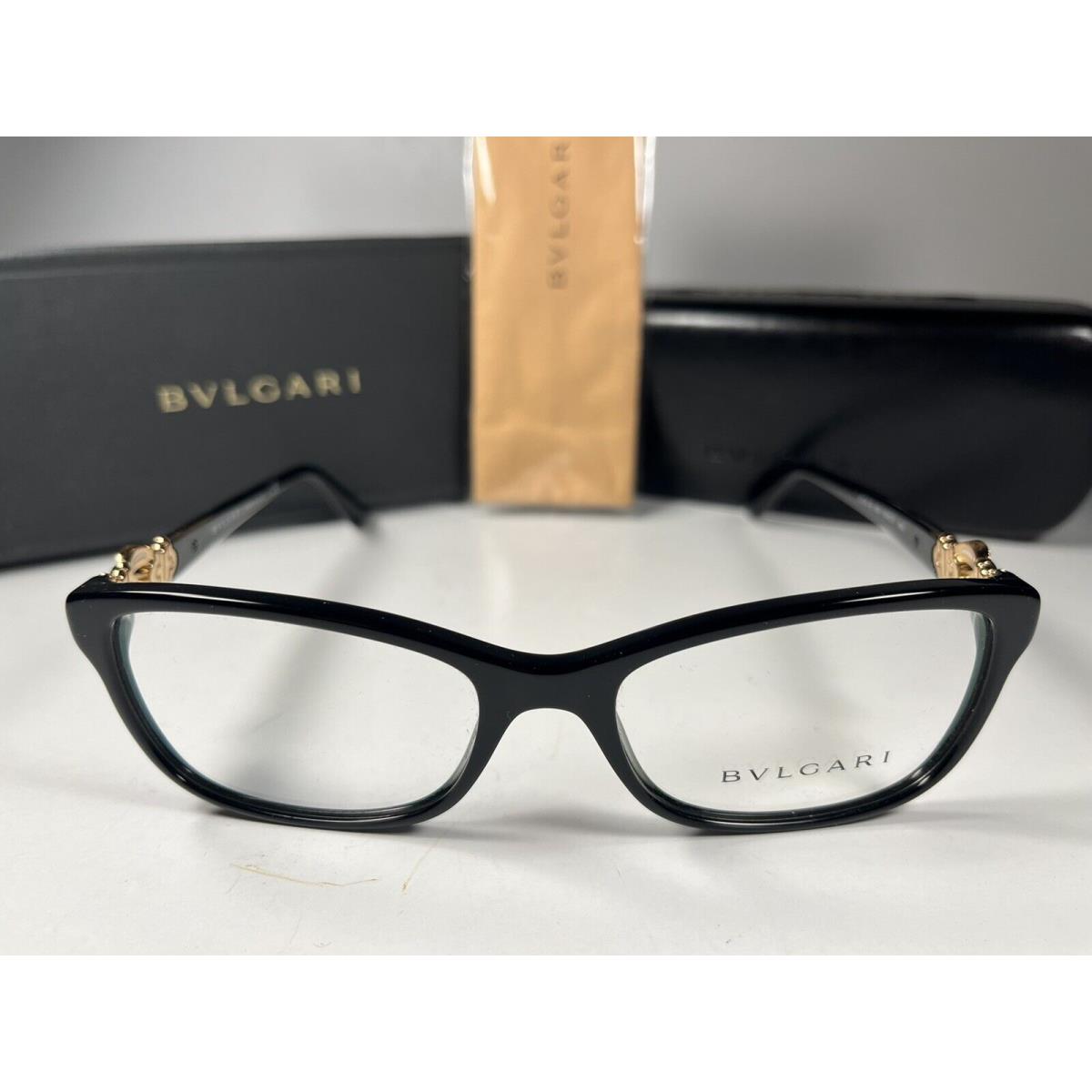 Bvlgari 4131-B Eyeglasses 501 Gloss Black Rose Gold Frames 54/17/140